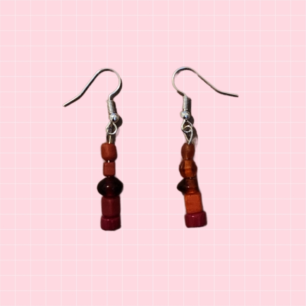 Handmade Red Beaded Earrings